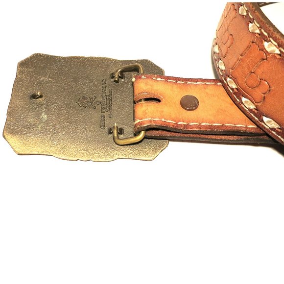 Buffalo Bill's Wild West Brown Leather Belt & Brass Buckle - Size 38 - Picture 8 of 8